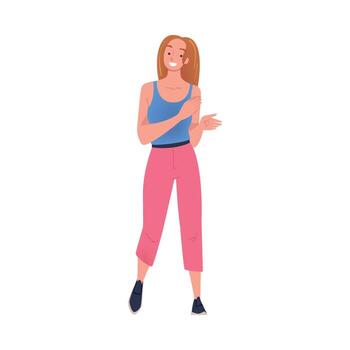 Smiling Woman Character Standing and Clapping His Hands as Applause and Ovation Gesture Illustration vector