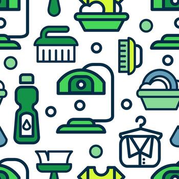 Cleaning Service with Tool Icon Seamless Pattern Template vector