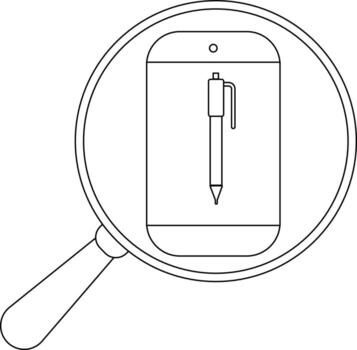 un aumentador vaso se enfoca en un teléfono mostrando un bolígrafo o aguja en sus pantalla vector