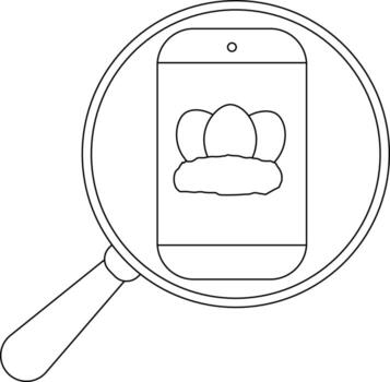 A magnifying glass over a phone displaying a nest with eggs vector
