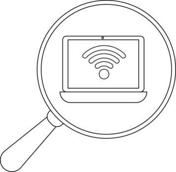 un aumentador vaso revestimiento un ordenador portátil mostrando un Wifi señal icono vector