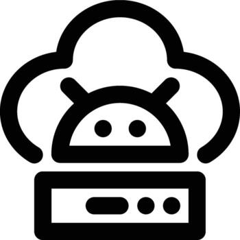 servidor, androide, aplicación contorno icono vector
