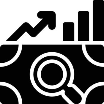 datos analítica, datos visualización, negocio glifo sólido icono vector