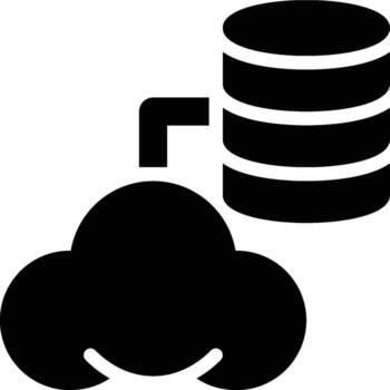 Cloud Storage, Cloud Database, Data Storage Glyph Solid Icon vector
