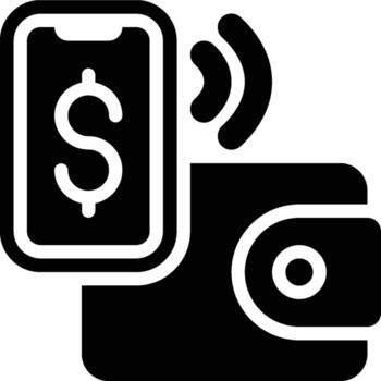 Digital Wallet, Mobile Wallet, E Wallet Glyph Solid Icon vector