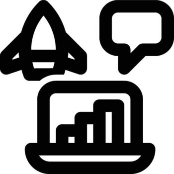 Startup Pitch, Startup Presentation, Performance Analytics Outline Icon vector