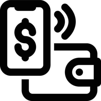 Digital Wallet, Mobile Wallet, E Wallet Outline Icon vector