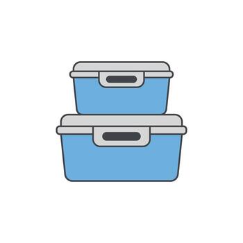 Two stackable blue food storage containers with grey lids and handles, isolated on a white background vector