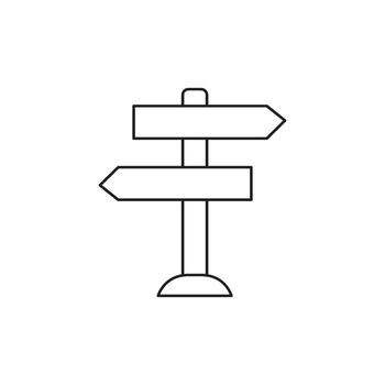 Directional signpost with two arrows indicating different paths, symbol of choice and guidance vector