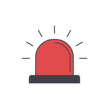 Flashing red emergency alarm light, symbolizing danger, safety, and urgency. illustration for alerts and signals vector