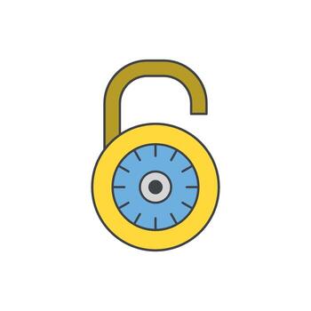 An open padlock with a combination dial, symbolizing security, access, and unlocking secrets vector