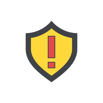 Shield with an exclamation mark, representing security, warning, and protection concepts vector