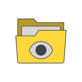 digital carpeta icono representando datos seguridad y intimidad con ojo símbolo vector