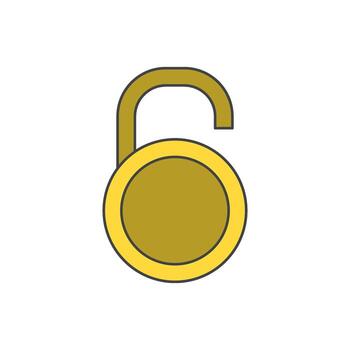 An unlocked padlock icon symbolizing security, access, and freedom from restrictions, perfect for representing concepts of openness and availability vector
