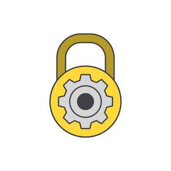 Secure Lock with Gear Mechanism - Symbolizing Security and Mechanical Engineering vector
