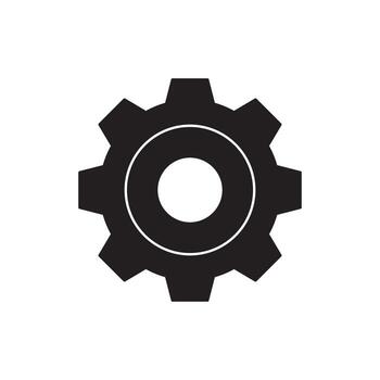 A simple black and white illustration of a gear, symbolizing industry, mechanics, and engineering concepts for digital and print applications vector