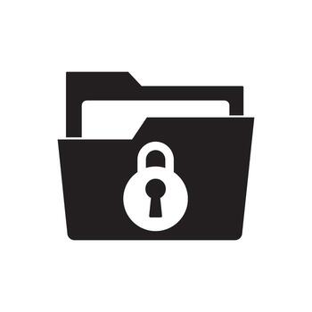 seguro carpeta icono con bloquear símbolo para datos proteccion y intimidad conceptos en blanco antecedentes vector