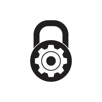 Secure technology and industrial concept padlock with gear symbol, representing cybersecurity and engineering innovation vector