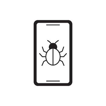móvil dispositivo mostrando un estilizado error icono, representando software cuestiones o virus vector