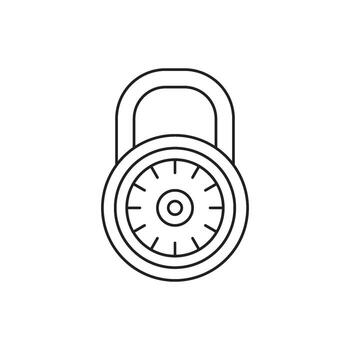 A simple line art illustration of a combination padlock, symbolizing security and protection vector