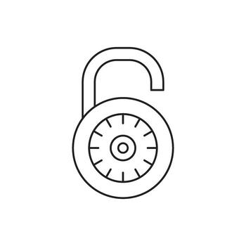 Illustration of an open padlock with a combination dial, symbolizing security and access vector