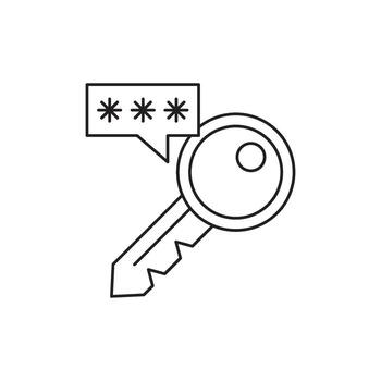 seguro acceso icono con llave y contraseña asteriscos, representando la seguridad cibernética y datos proteccion vector