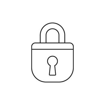 A simple outline drawing of a padlock representing security and protection against unauthorized access or entry into a safe place or confidential data vector