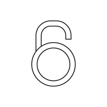 An abstract line art illustration of an open padlock, symbolizing security, access, and freedom vector