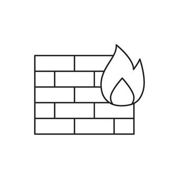Firewall icon on a white background, representing network security and protection against cyber threats vector