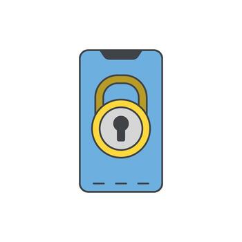 Smartphone security and privacy, digital lock on a mobile phone screen symbolizing data protection and online safety vector