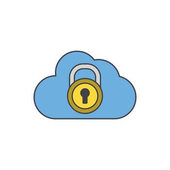 seguro nube icono con candado símbolo representando datos proteccion y digital seguridad vector