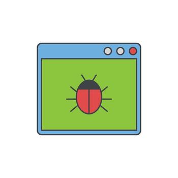 un dibujos animados computadora ventana mostrando un rojo error icono en un verde fondo, representando software errores o la seguridad cibernética amenazas vector