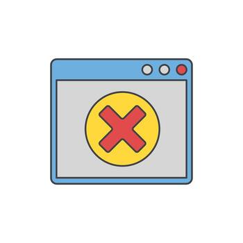 A digital error message window displaying a red cross symbol inside a yellow circle, indicating a failure or cancellation vector