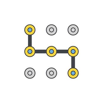 Abstract graphic representation of a 3x3 dot pattern connection for security or sequence illustration vector