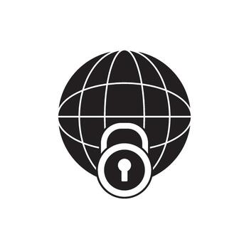 global seguridad y datos proteccion icono presentando un bloqueado planeta tierra, simbolizando la seguridad cibernética y red la seguridad vector