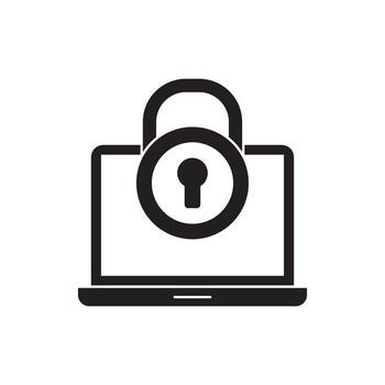 Digital Security Concept Laptop Screen with a Padlock Symbol for Data Protection and Privacy vector
