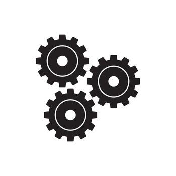Three interlocking gears, symbolizing teamwork, engineering, and mechanical processes vector