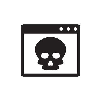 digital cráneo icono en un navegador ventana representando Internet seguridad amenazas y malware vector