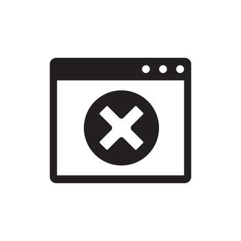 Error message or notification icon with a cross symbol representing a failed operation or problem vector