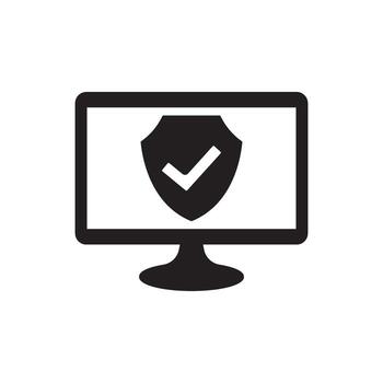 seguro computadora pantalla con marca de verificación en proteger icono representando la seguridad cibernética y datos proteccion vector
