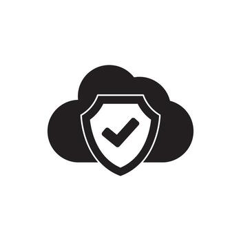Secure Cloud Storage Icon with Shield and Checkmark Symbolizing Data Protection and Safety vector