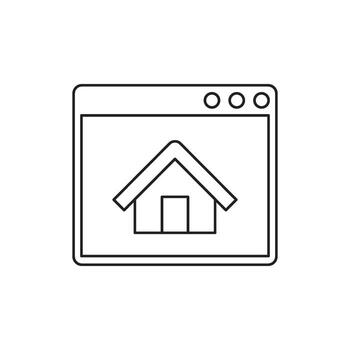 sencillo contorno ilustración de un casa icono en un computadora pantalla o navegador ventana interfaz, simbolizando hogar página o sitio web entrada vector