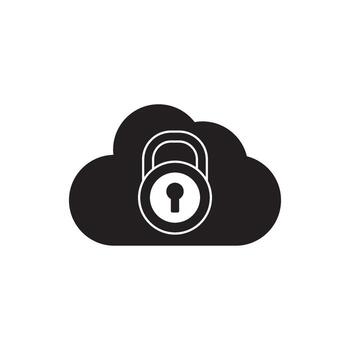 Secure cloud storage icon representing data protection and digital security for online services and information safety vector