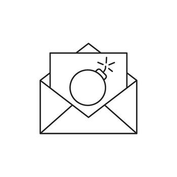 explosivo mensaje un bomba icono dentro un sobre - simbolizando peligro, amenaza, o urgente alerta vector