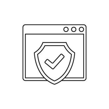 digital seguridad icono con un proteger y marca de verificación en un navegador ventana vector