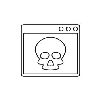 Digital Security Warning Skull Icon Displayed on Computer Screen Interface vector