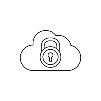 Secure Cloud Computing Symbol, Digital Data Protection and Cybersecurity Concept - Illustration vector