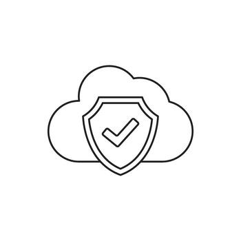 Secure cloud computing concept illustration with shield and checkmark icon vector