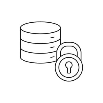 Database Security Icon with Lock Symbol Representing Data Protection and Privacy vector