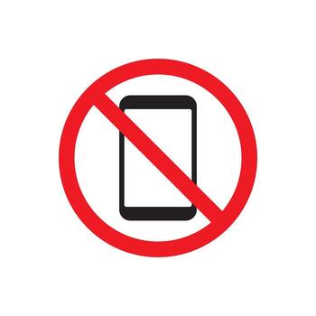 Mobile phone prohibition sign, symbolizing a ban on mobile device usage in a specific area, indicating restricted communication vector